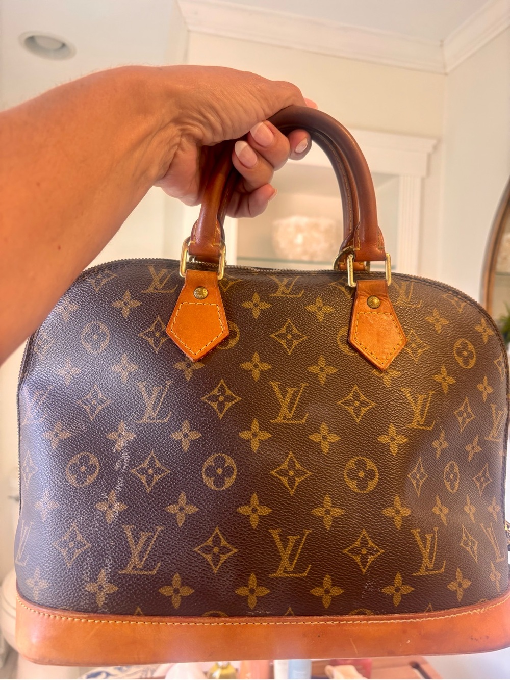 Louis Vuitton Monogram Alma Satchel in Brown and Tan